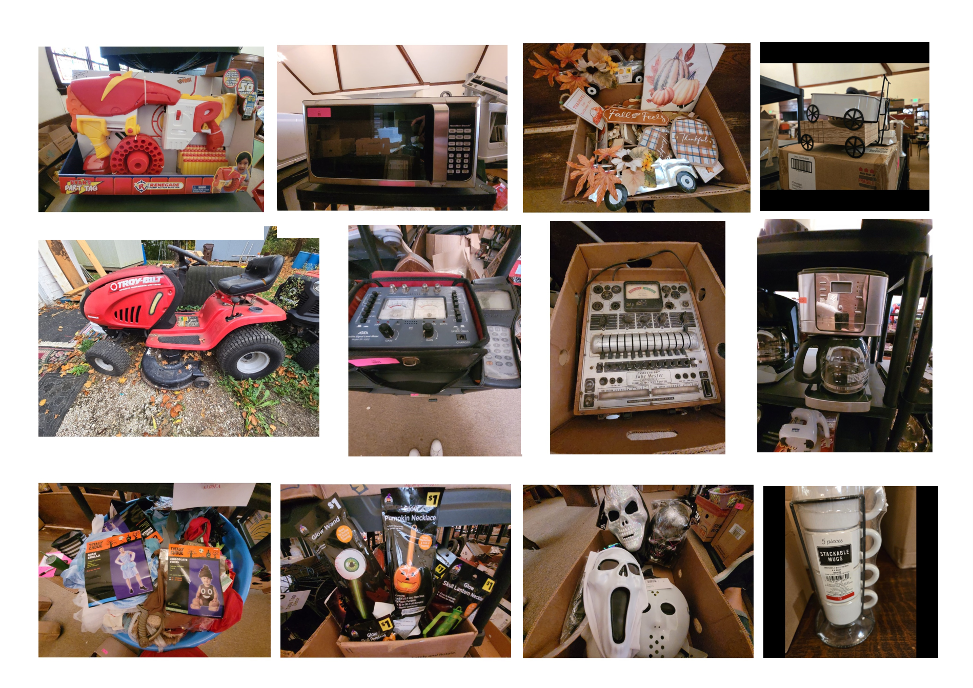 TONS of Seasonal Home Decor, Halloween Costumes and Decor, Crafting Items, Kids Toys and Games, Electronics, Troy-Bilt Mowers, Power Tools and More