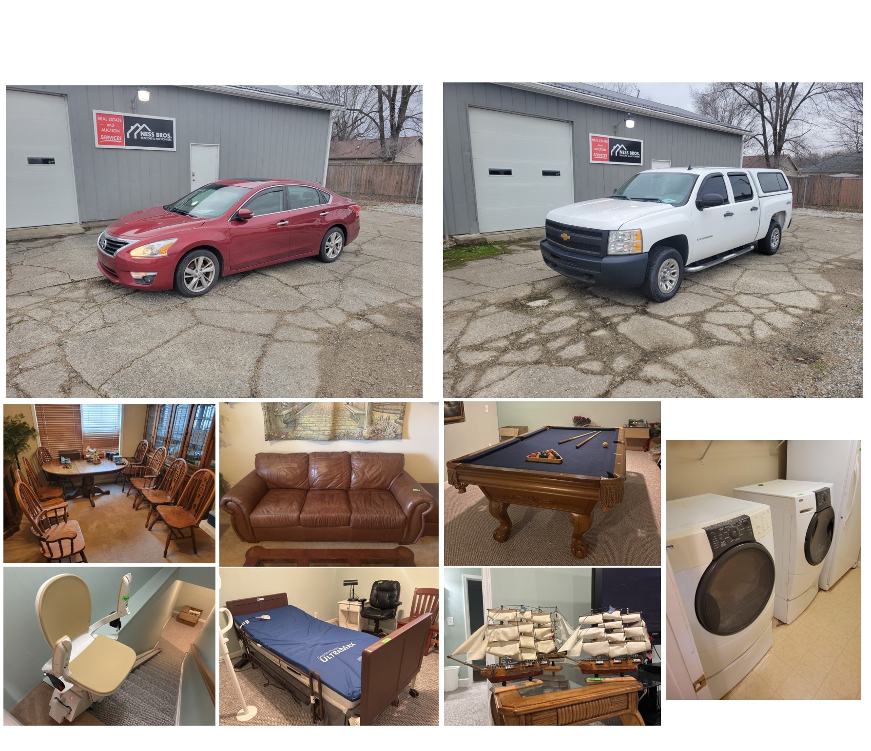 2013 Nissan Altima, 2012 Chevy Silverado 4x4, Household Furniture & Decor, Appliances, Medical Bed and Chair Lift, Antiques and More