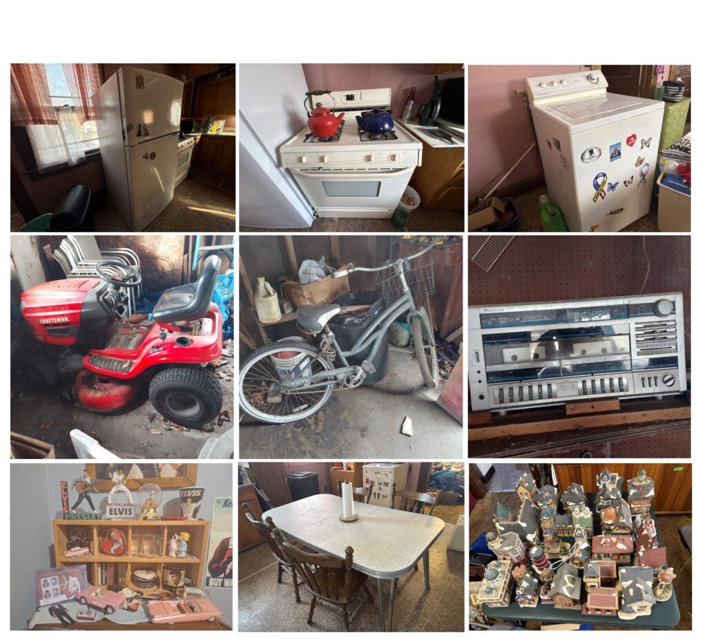 Appliances, Household Furniture, Vintage Games, Electronics, Magazines and Books, Collectible Dolls, Plates, Lighthouses, Bicycle, Garden Tractor and More.
