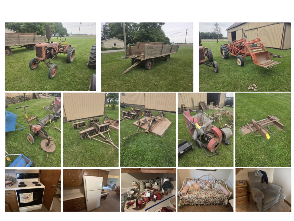 Allis-Chalmers Tractors, Heavy Lawn & Garden Equipment, 16′ Hay Wagon,  Tons of Tools, Tandem Bicycle, Antiques, Appliances, Household Furniture & Decor